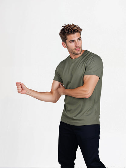 Celio* Solid Regular Fit Poly-Cotton Green T-Shirt