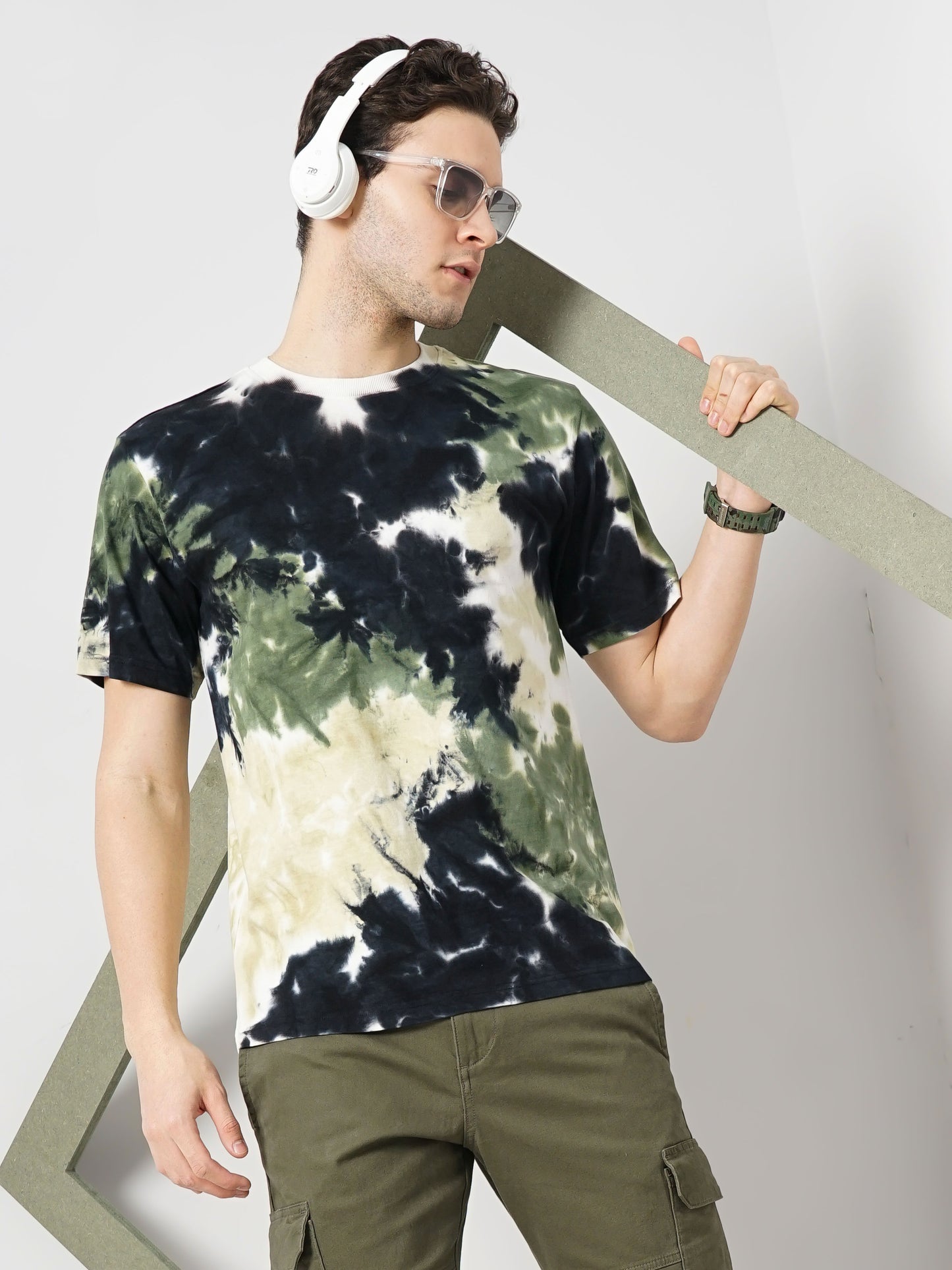 Olive Dyed Cotton T-shirt