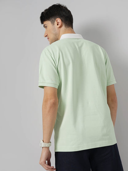 Green Colourblock Cotton Polo