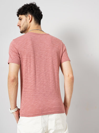 Pink Solid Cotton T-shirt