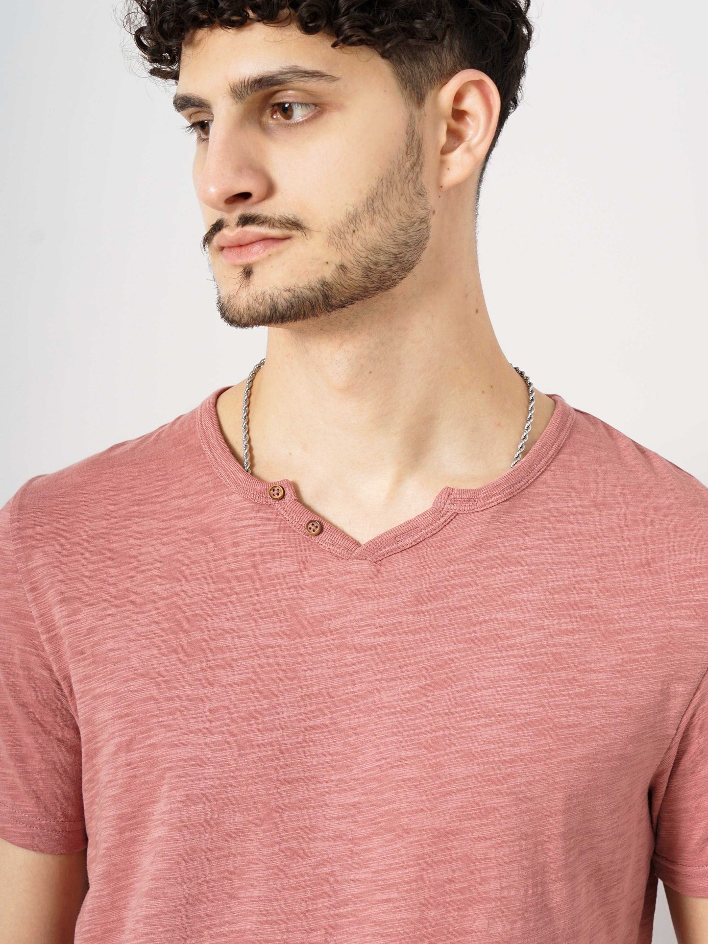 Pink Solid Cotton T-shirt