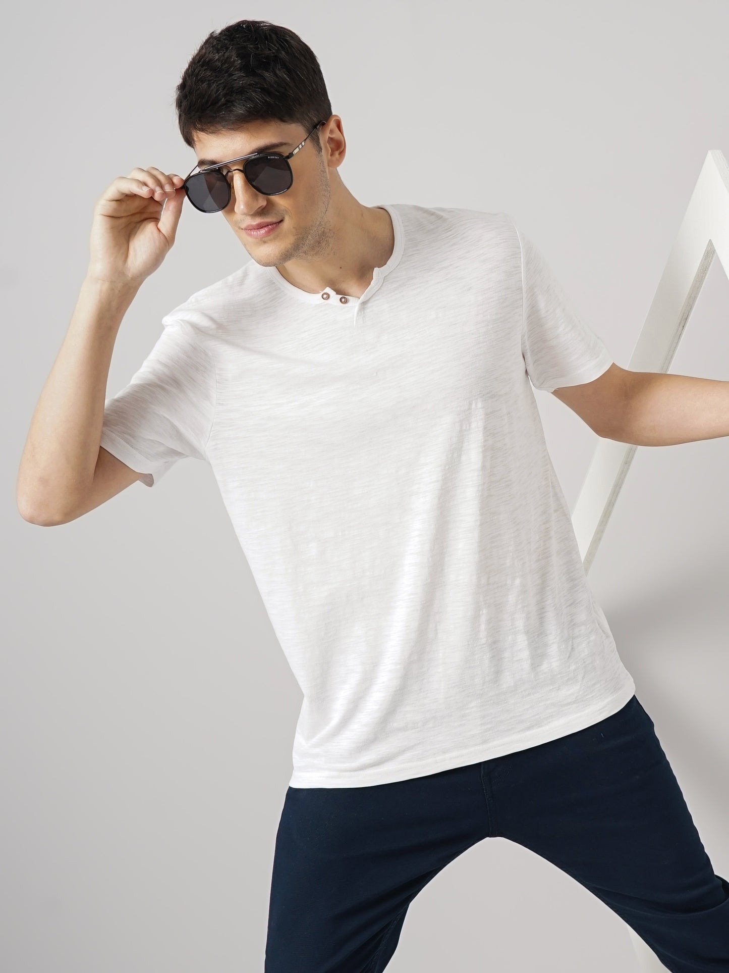 White Solid Cotton T-shirt