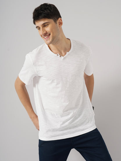 White Solid Cotton T-shirt