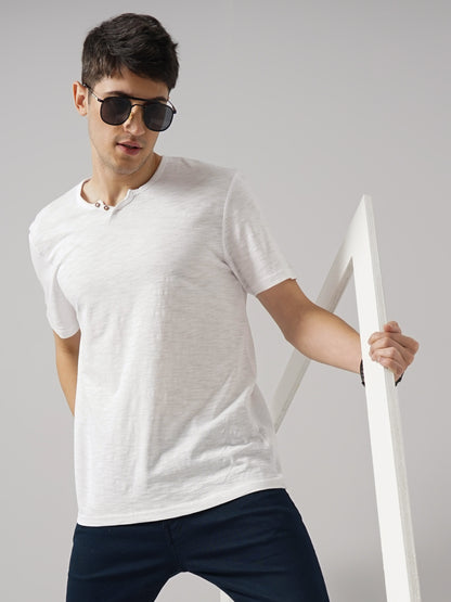 White Solid Cotton T-shirt