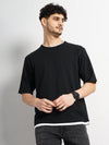 Celio* Solid Regular Fit Cotton Black T-Shirt