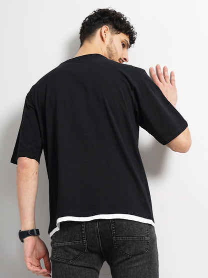 Black Solid Cotton T-shirt