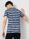 Celio* Striped Regular Fit Cotton Blue T-Shirt