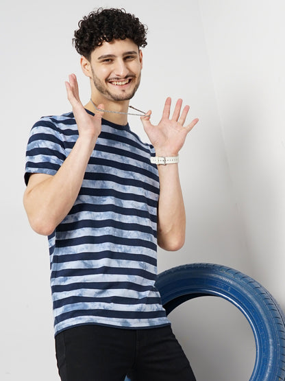 Blue Striped Cotton T-shirt