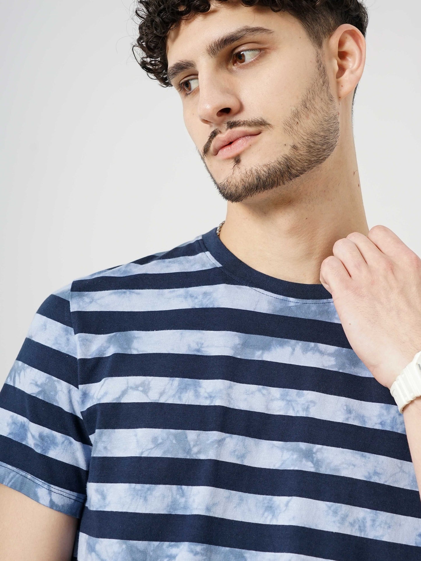 Blue Striped Cotton T-shirt