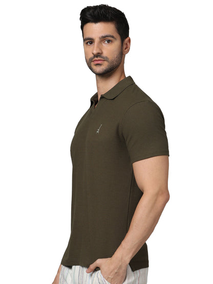 Olive Solid Cotton Polo