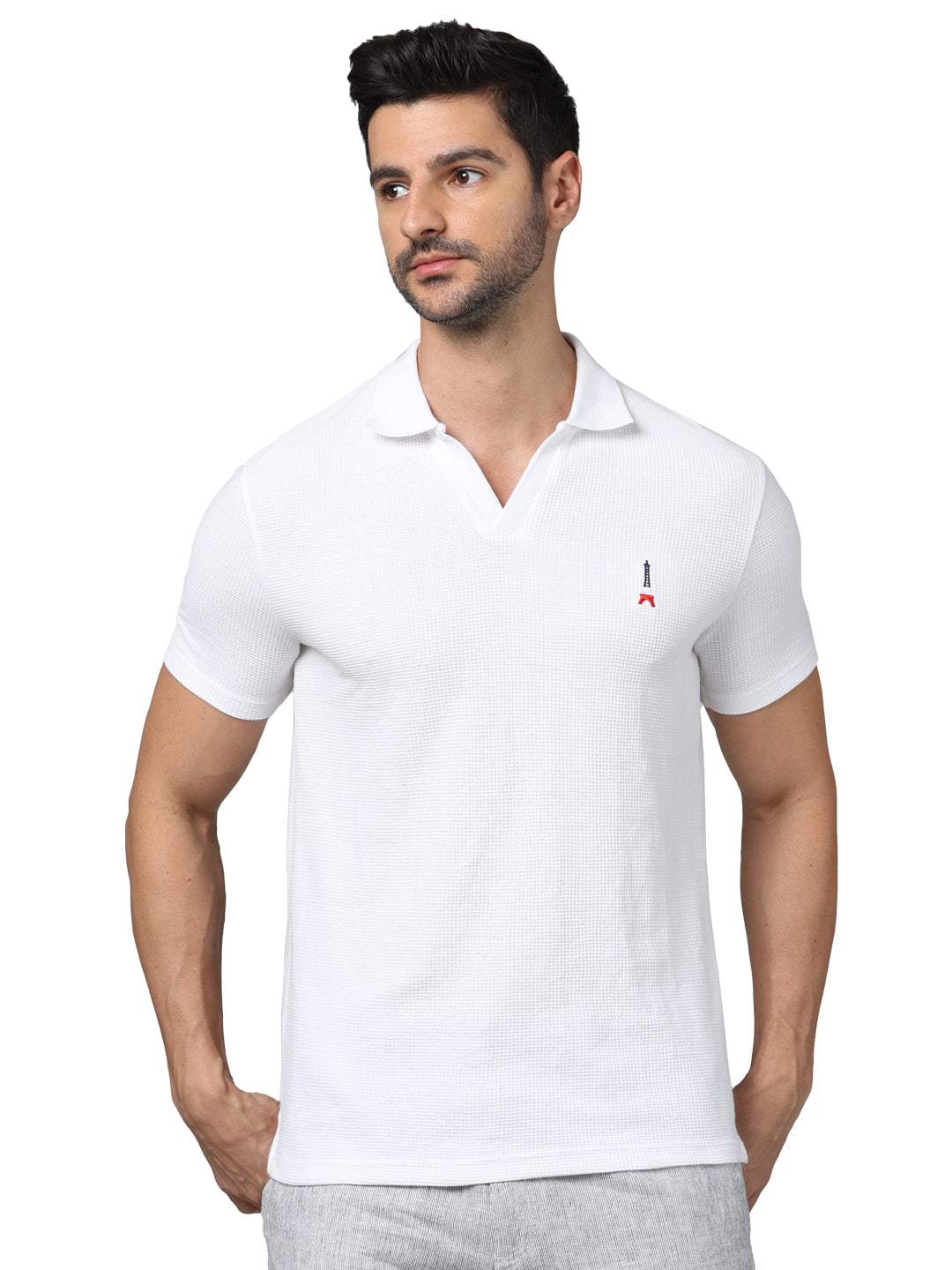 White Solid Cotton Polo