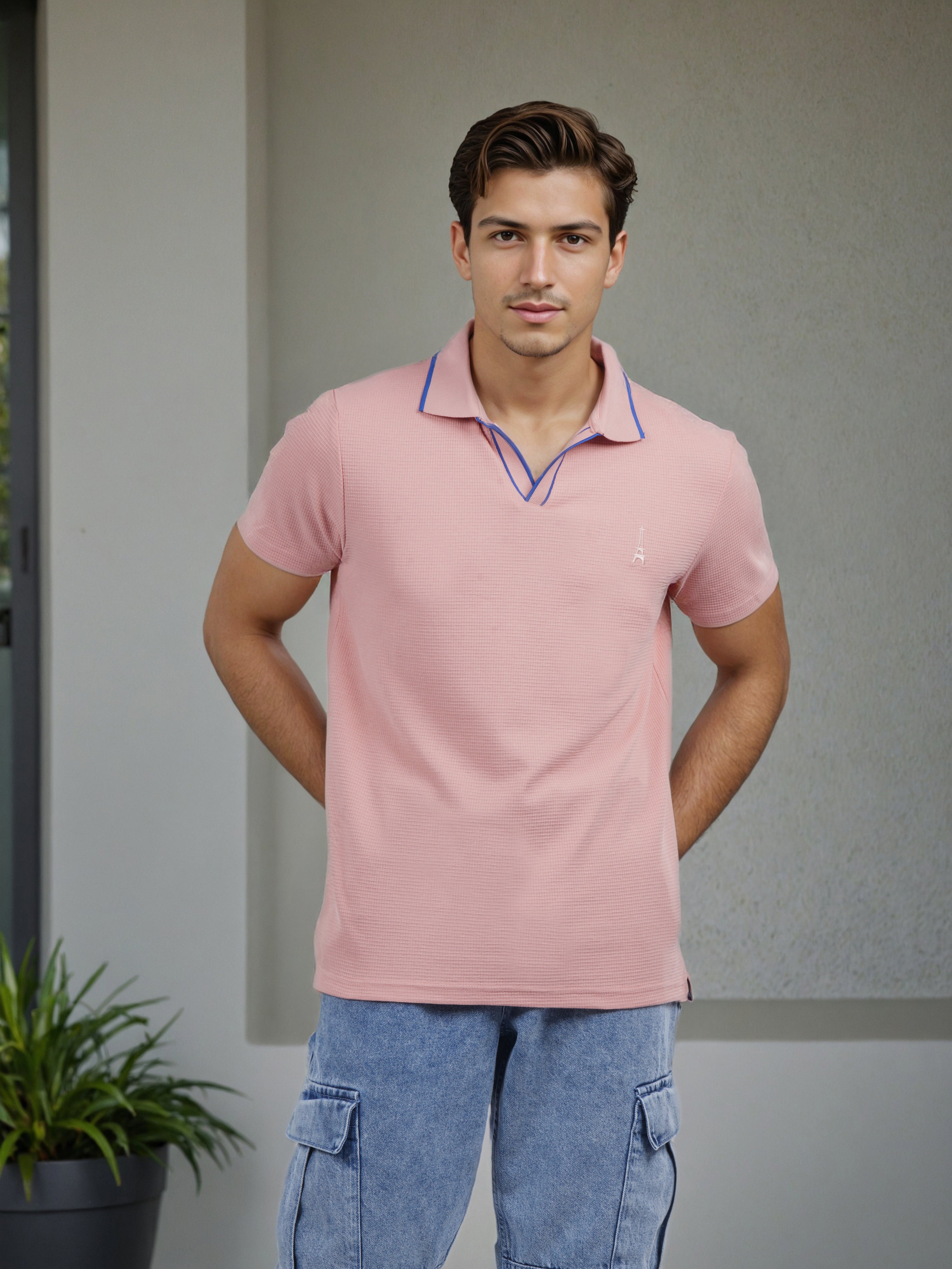 Celio* Men Pink Solid Regular Fit Cotton T-Shirt