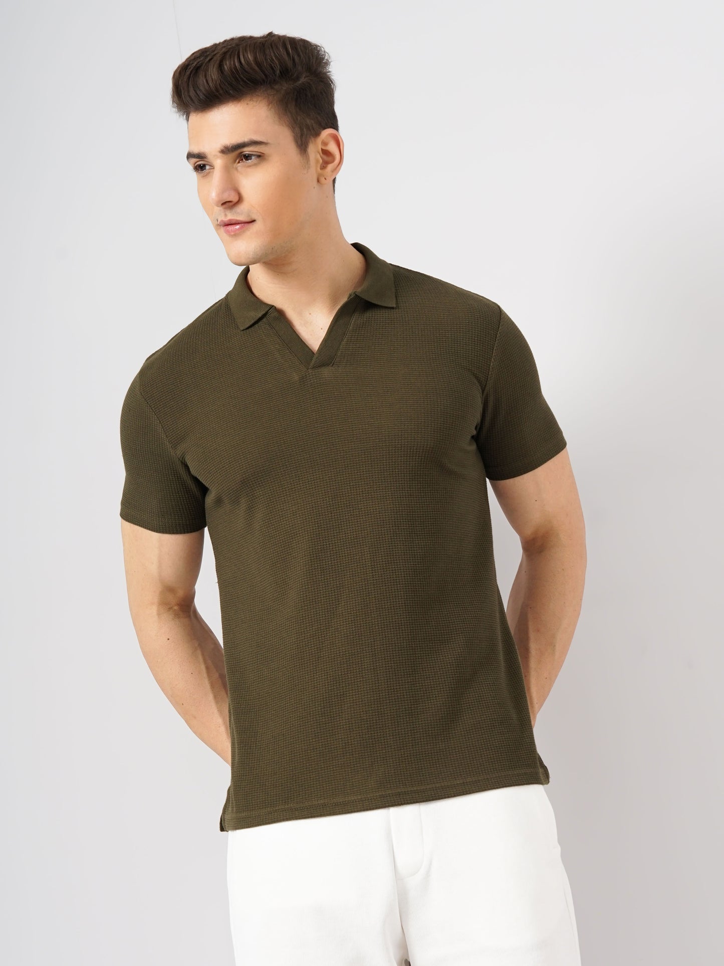 Olive Solid Cotton Polo