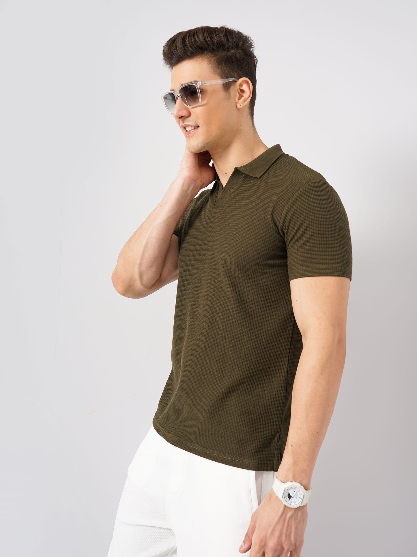 Olive Solid Cotton Polo