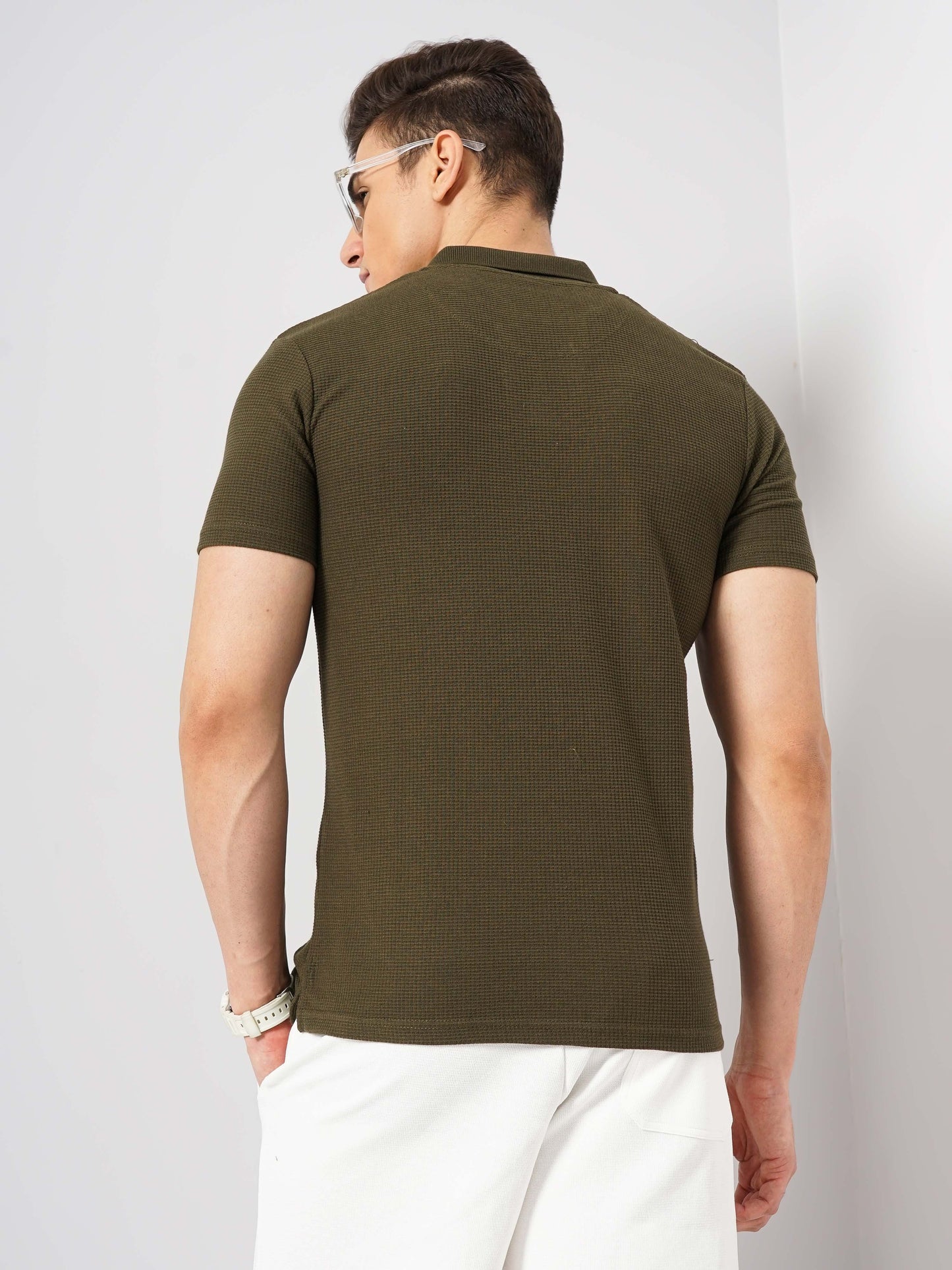 Olive Solid Cotton Polo