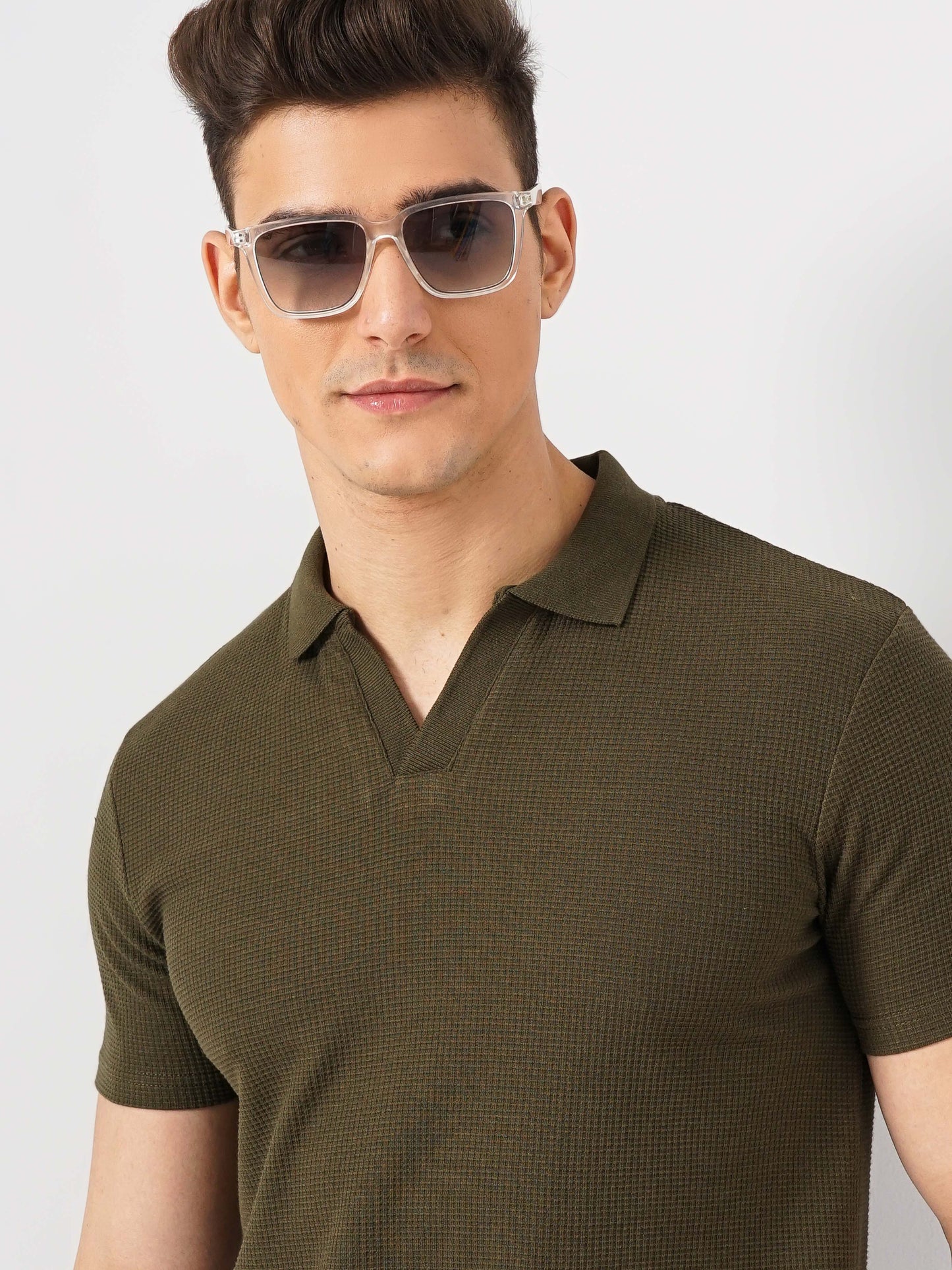 Olive Solid Cotton Polo