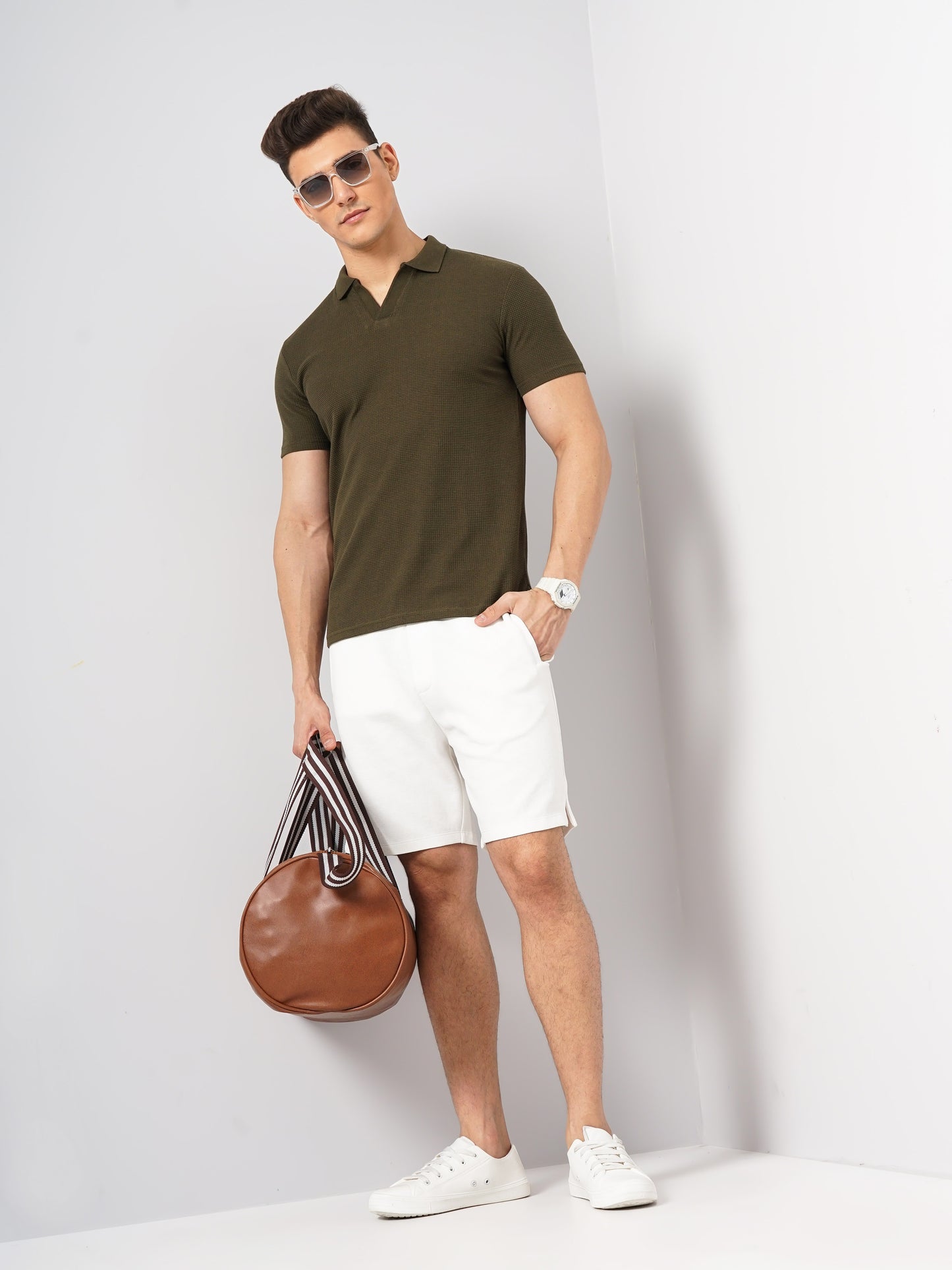 Olive Solid Cotton Polo