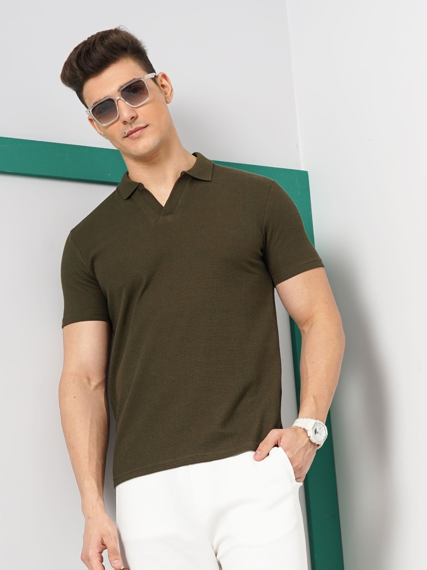 Olive Solid Cotton Polo