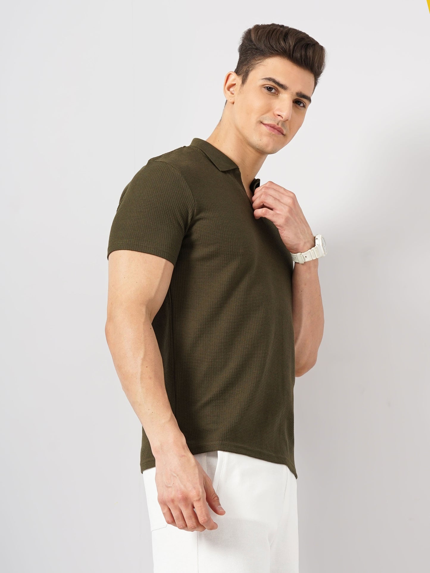 Olive Solid Cotton Polo