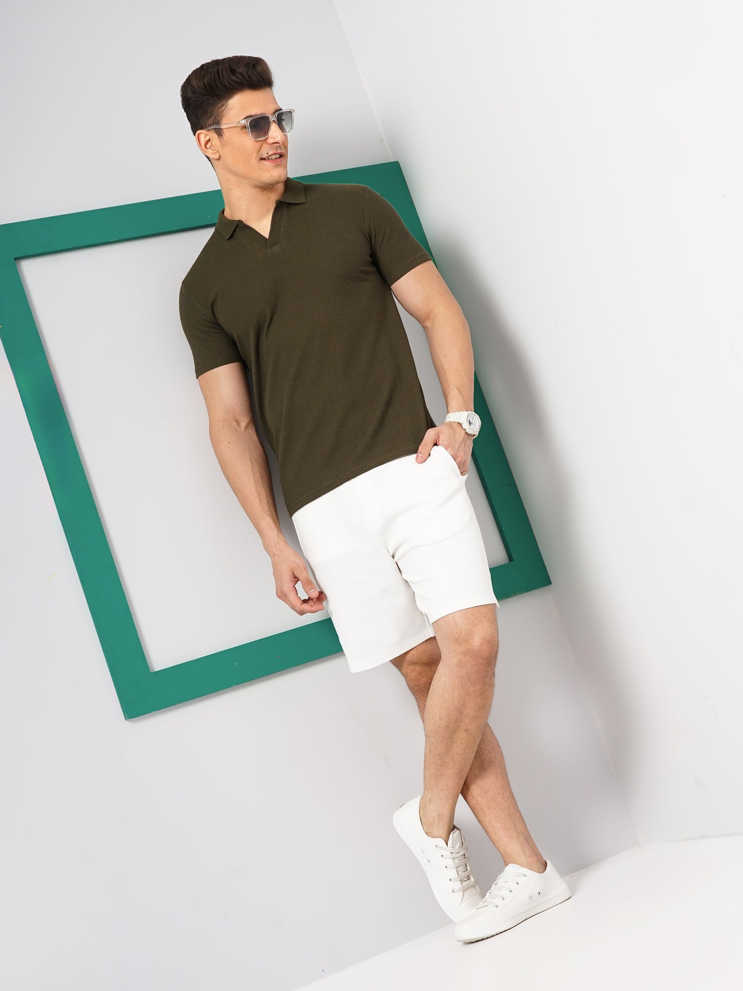 Olive Solid Cotton Polo