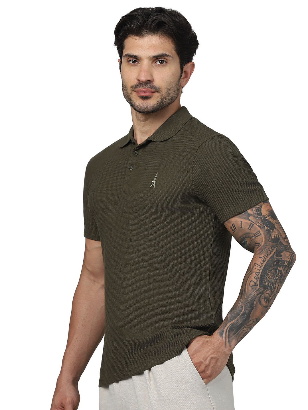 Olive Solid Cotton Polo