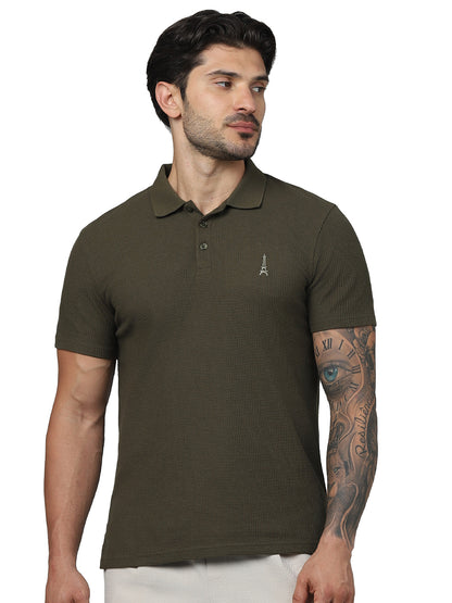 Olive Solid Cotton Polo