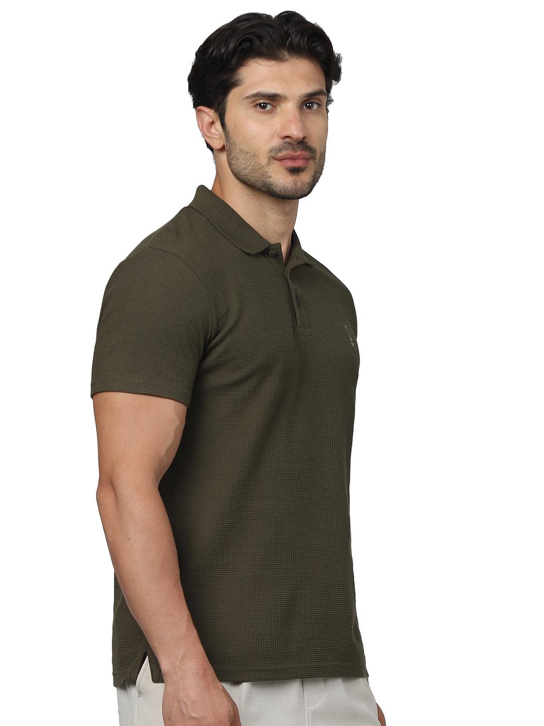 Olive Solid Cotton Polo