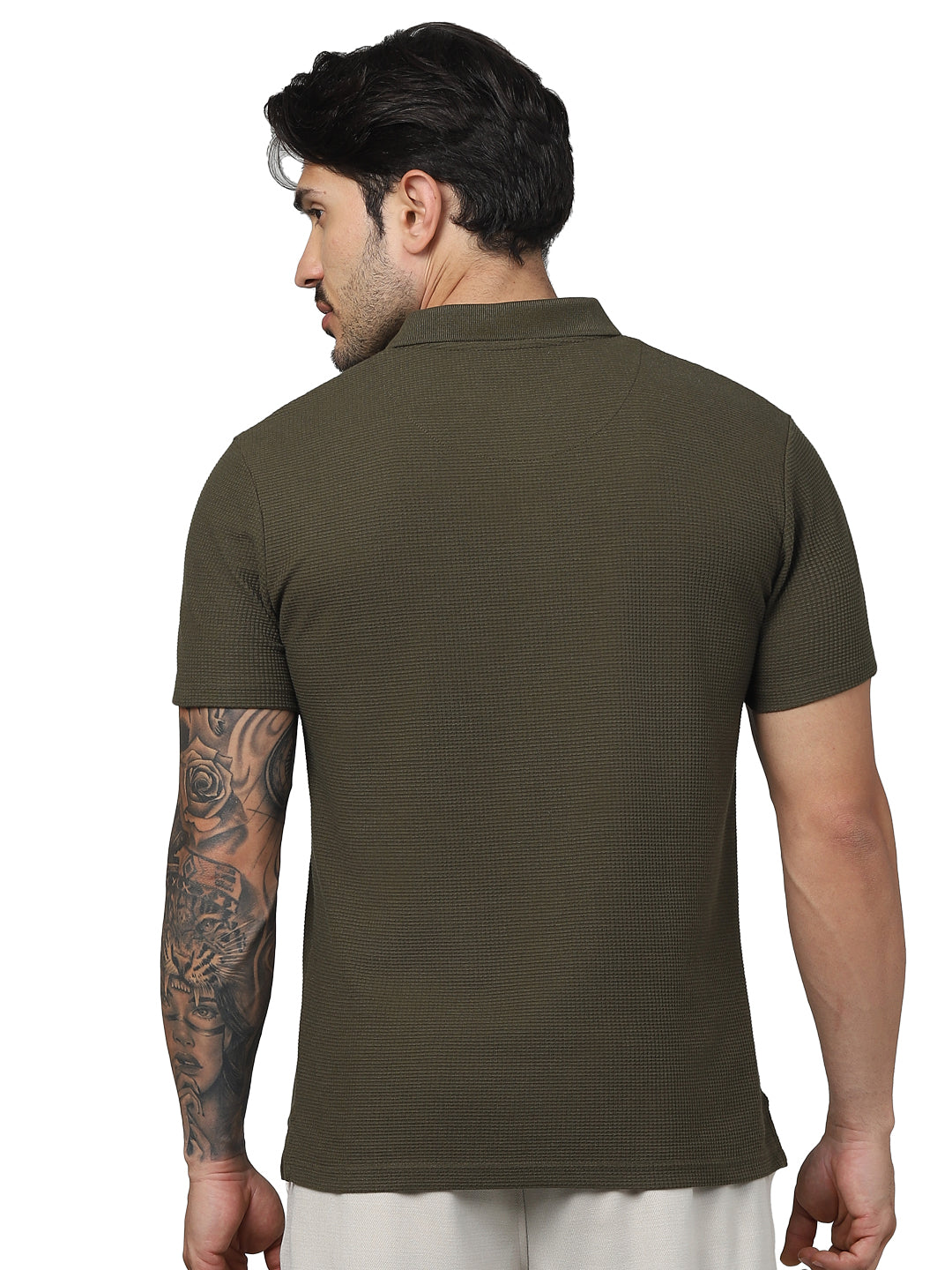 Olive Solid Cotton Polo