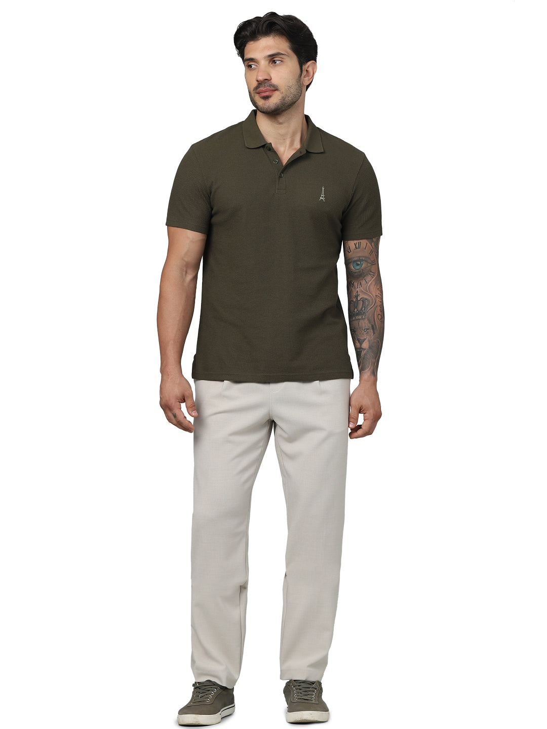 Olive Solid Cotton Polo