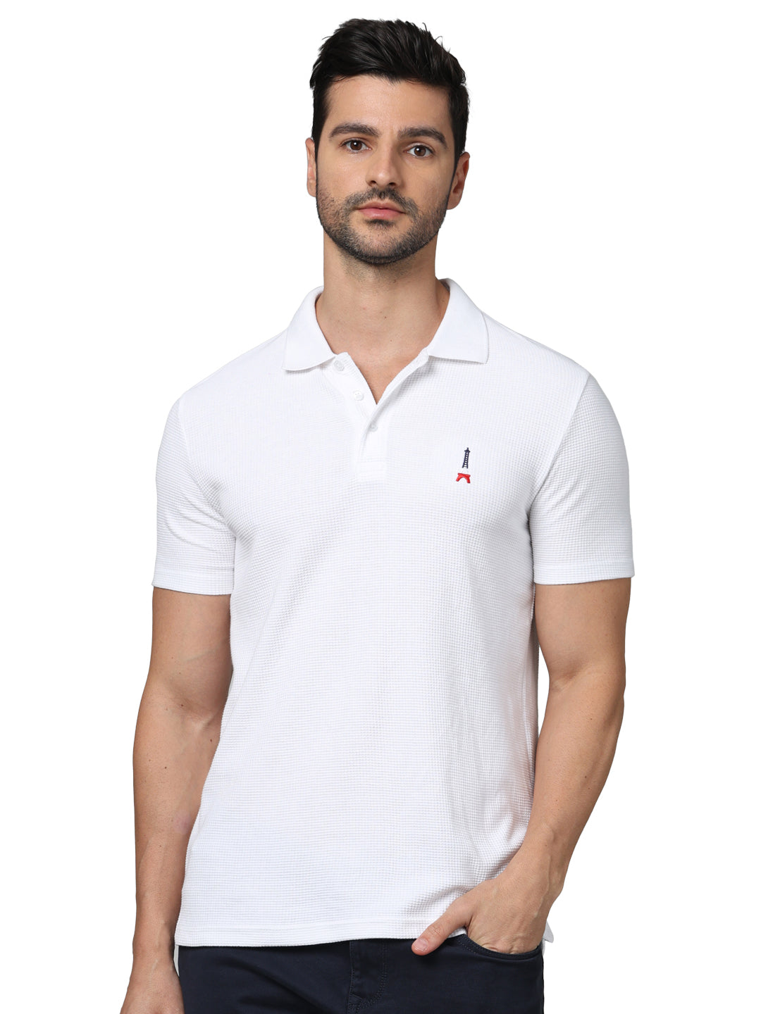 White Solid Cotton Polo