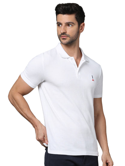 White Solid Cotton Polo