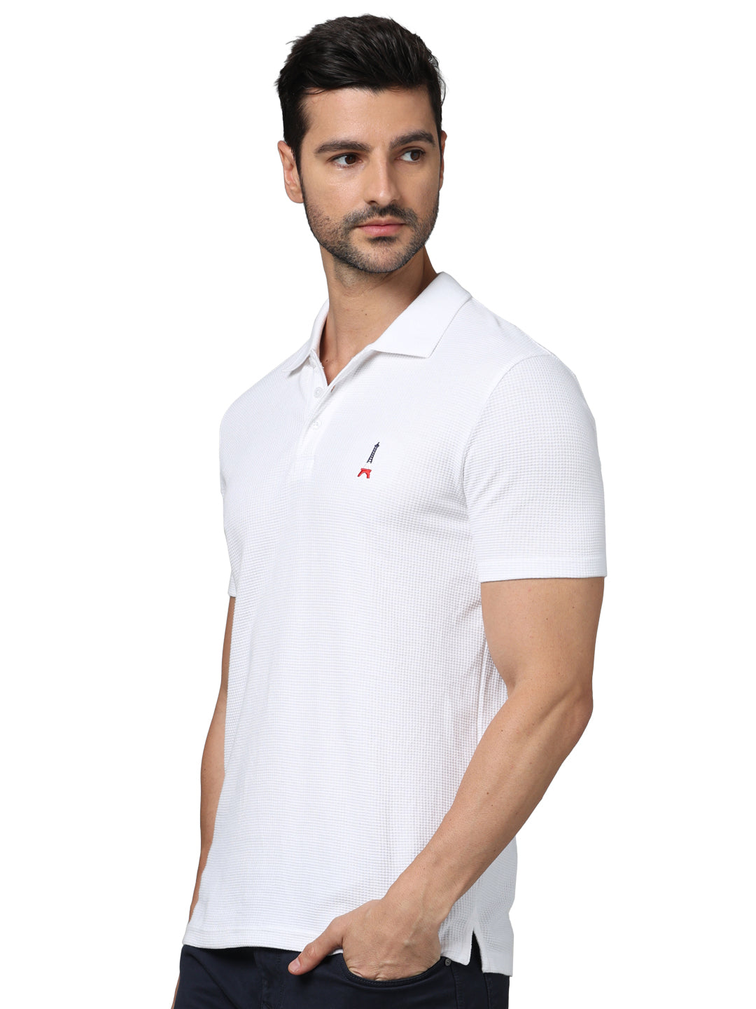 White Solid Cotton Polo