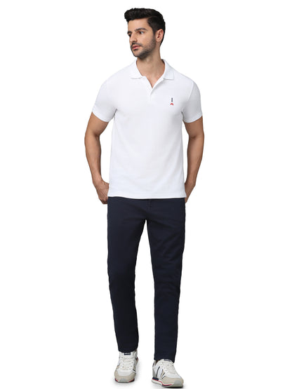 White Solid Cotton Polo