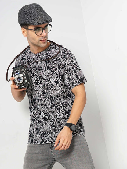 Black Printed Cotton T-shirt