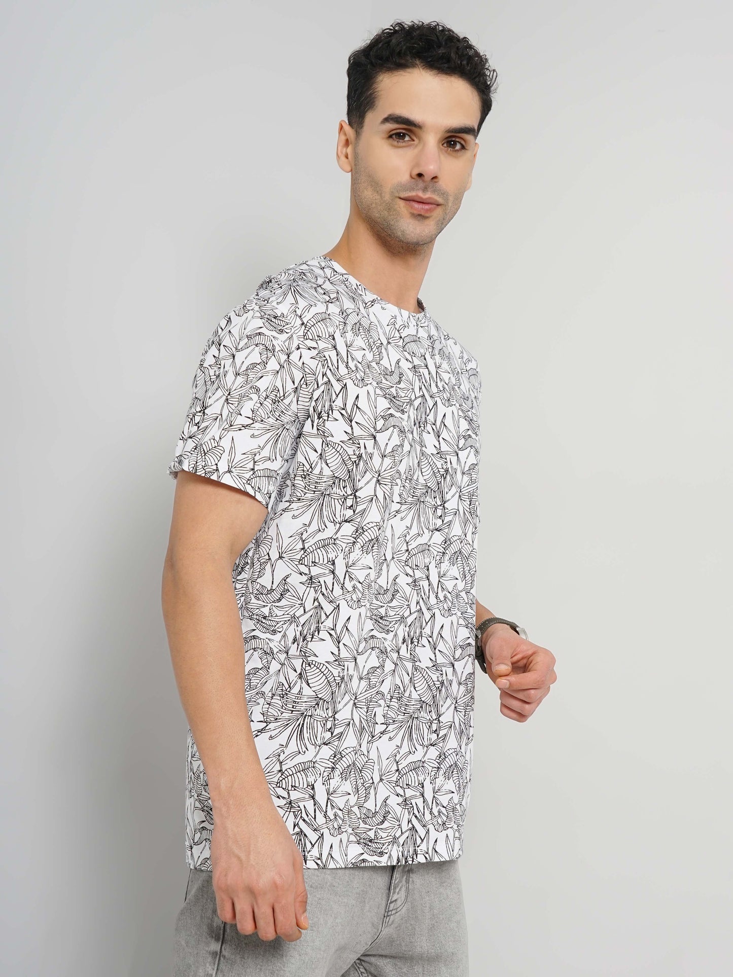 White Printed Cotton T-shirt