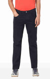 Celio* Cotton-Blend Regular Fit Navy Blue Trouser
