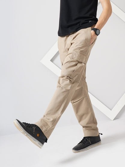 Beige Straight Fit Cargos