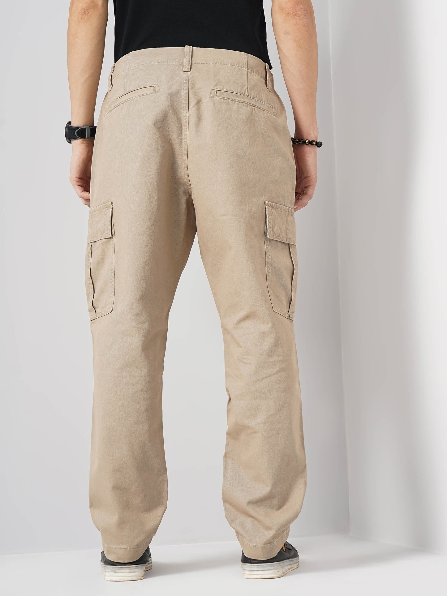 Beige Straight Fit Cargos