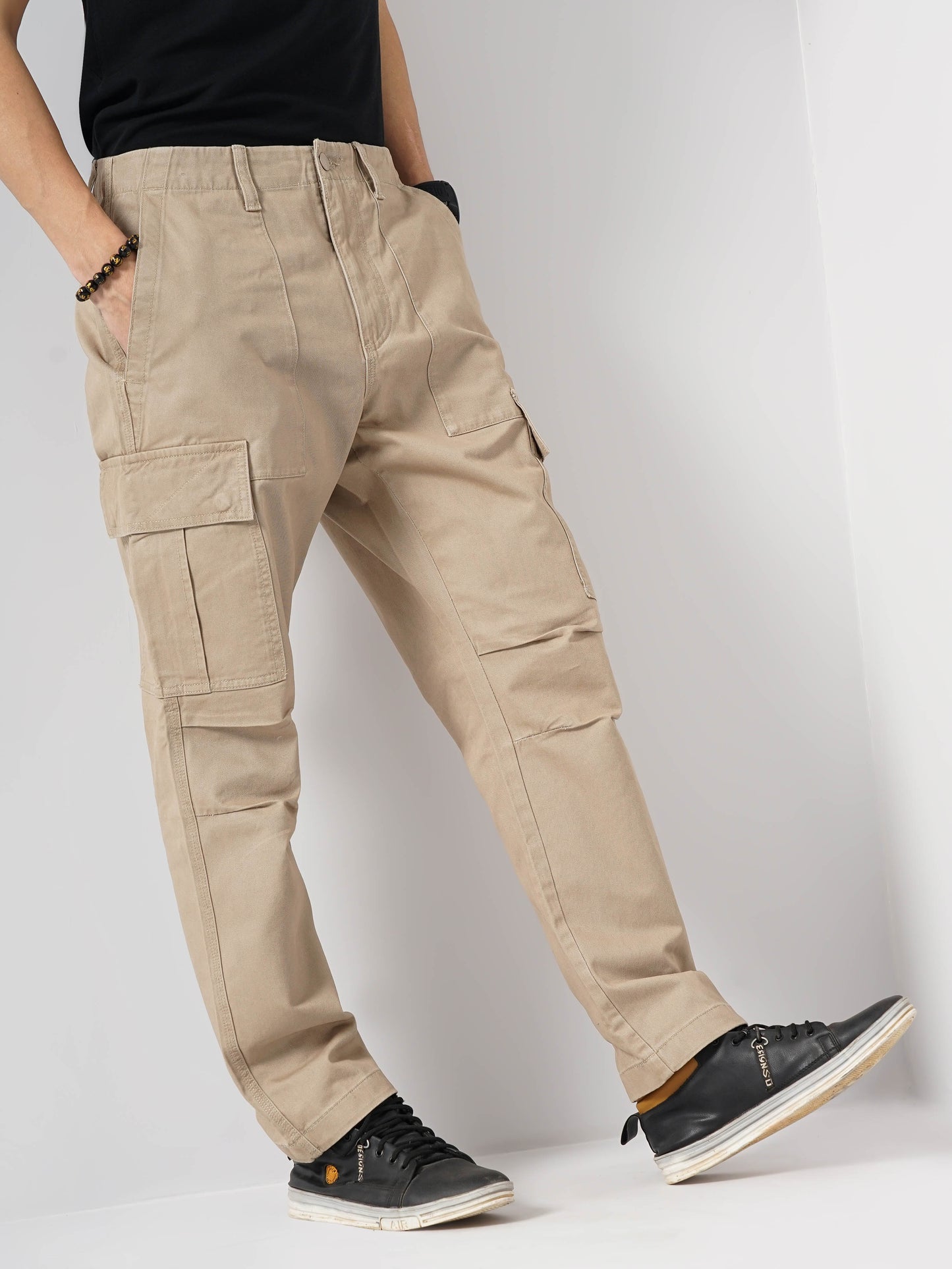 Beige Straight Fit Cargos