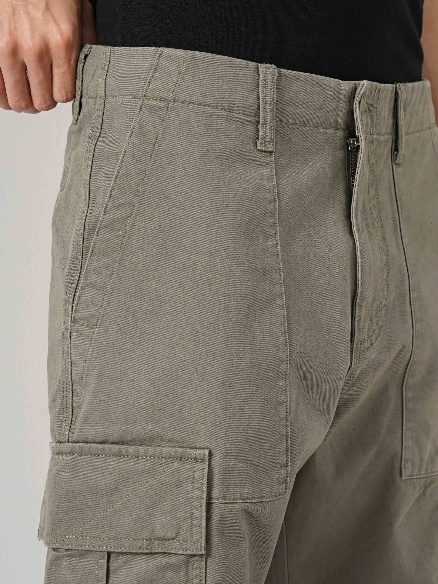 Olive Straight Fit Cargos