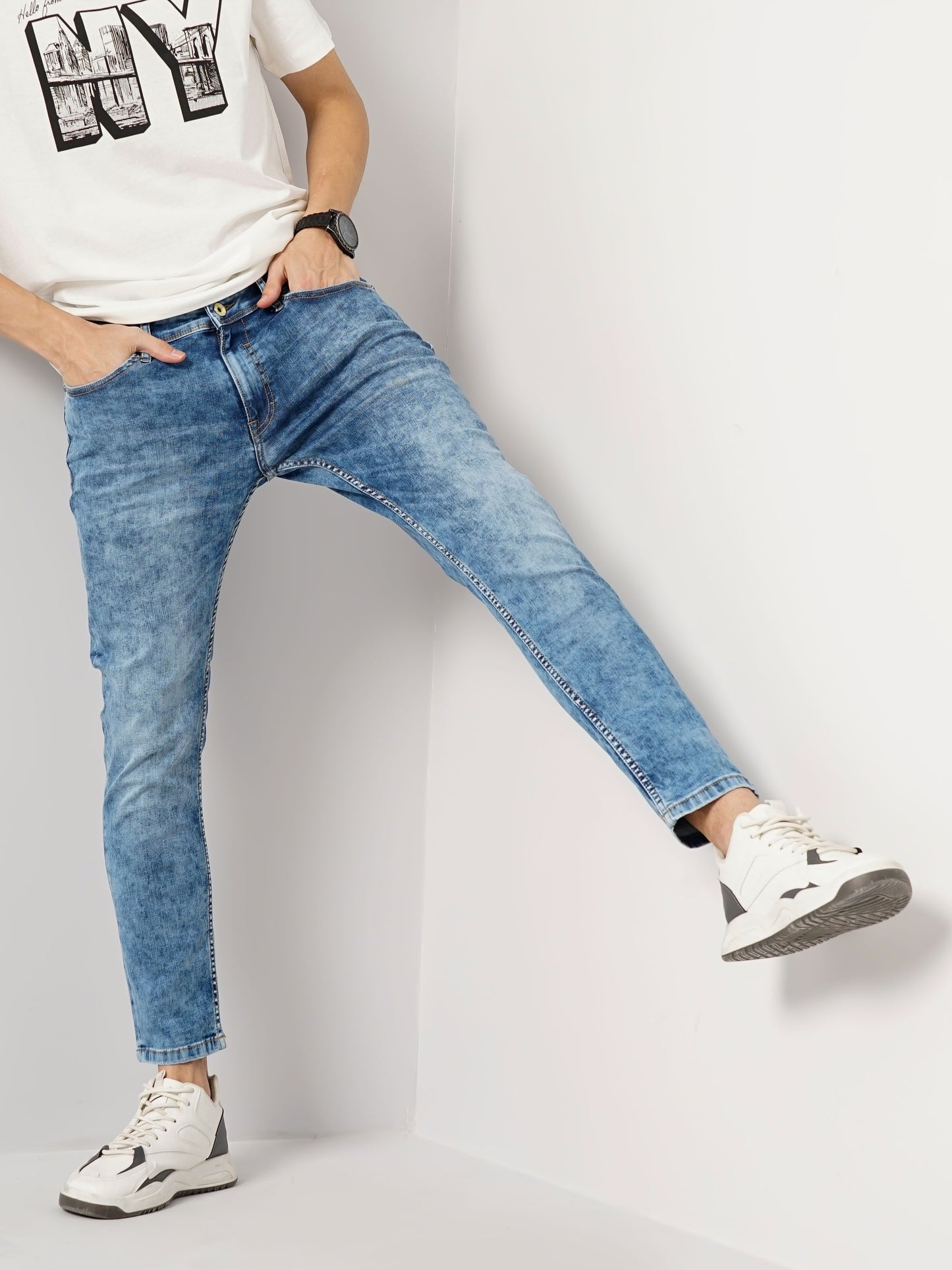 Blue Skinny Ankle Length Jeans