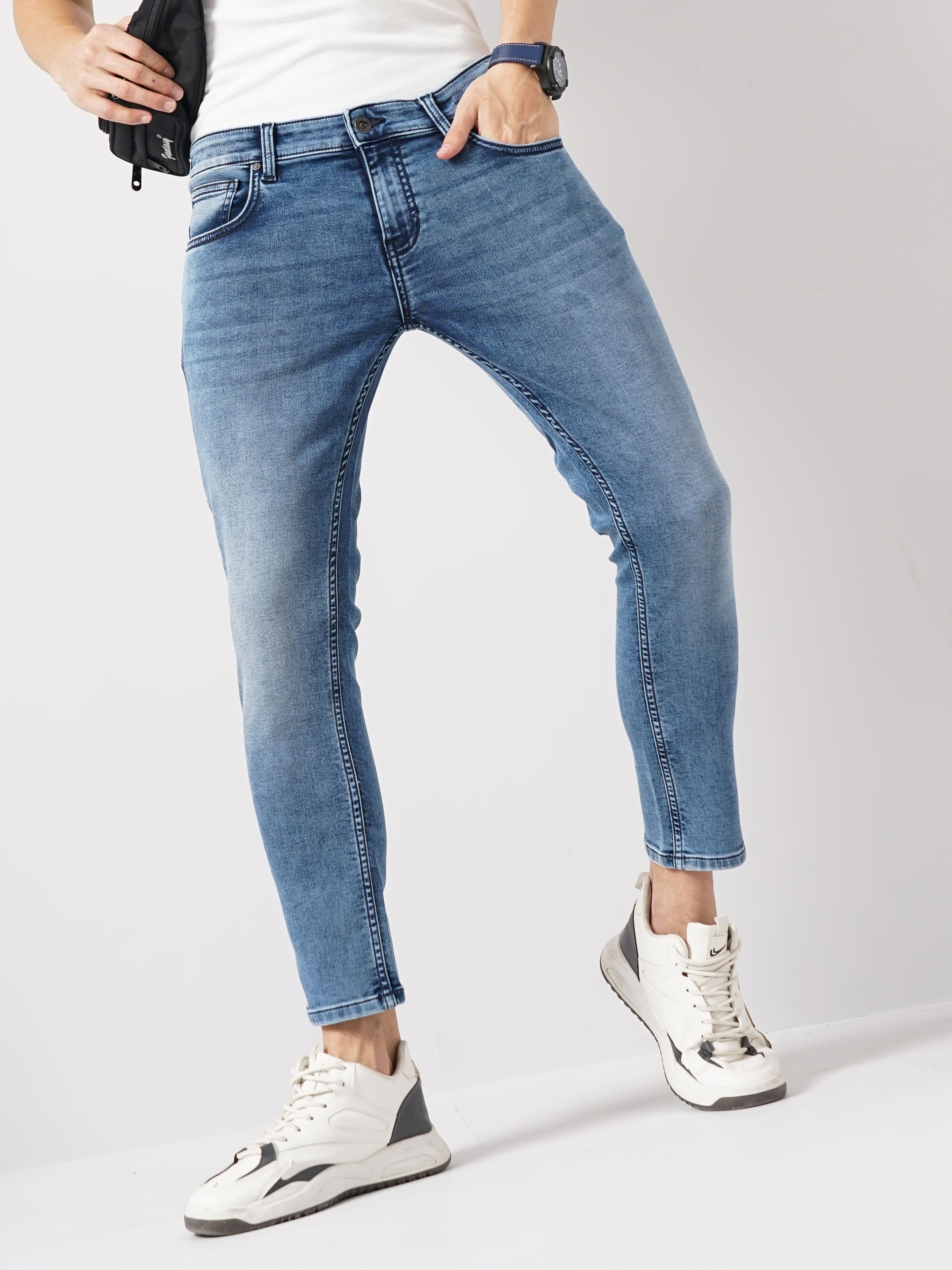 Blue Skinny Ankle Length Jeans