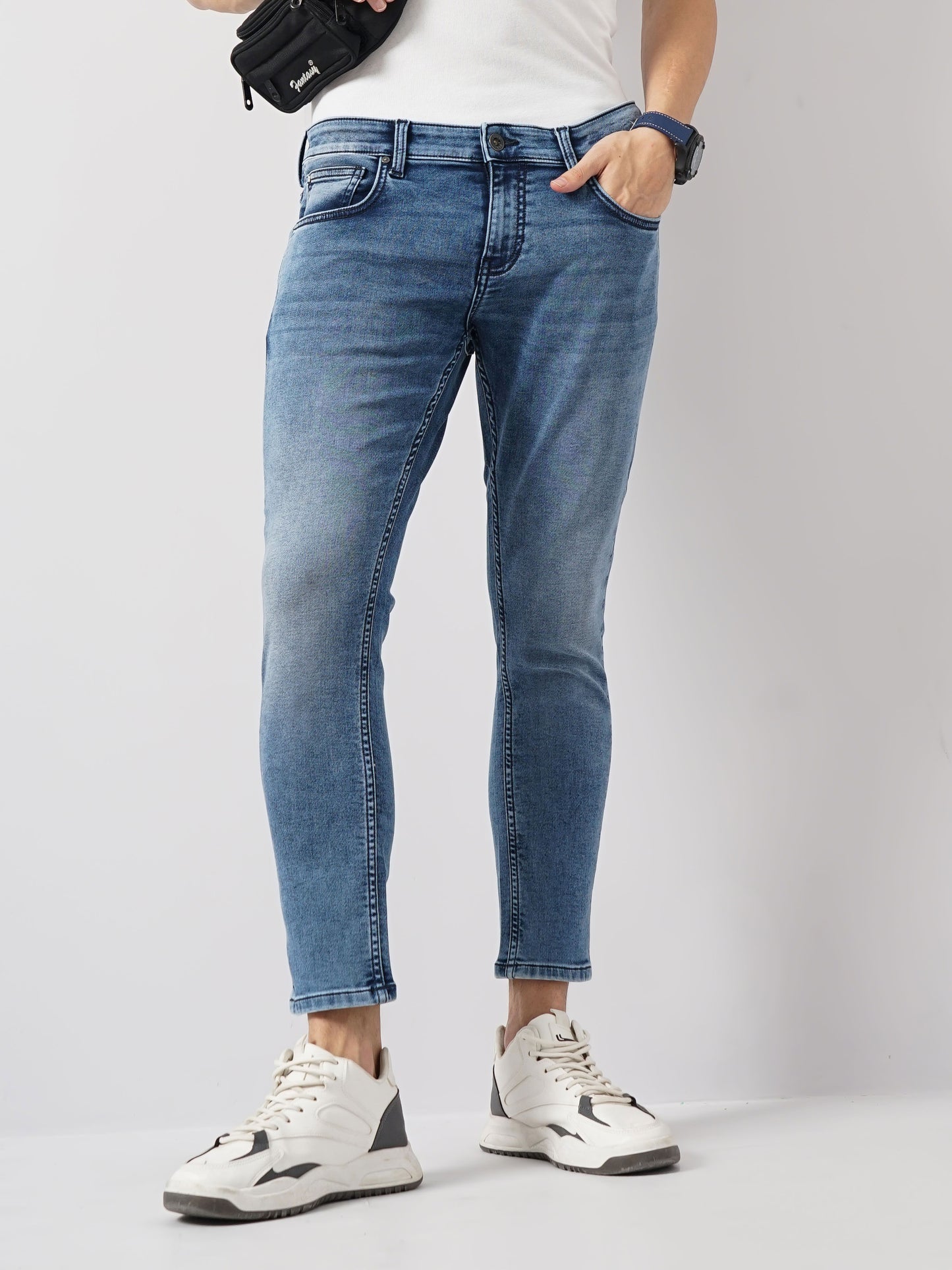 Blue Skinny Ankle Length Jeans