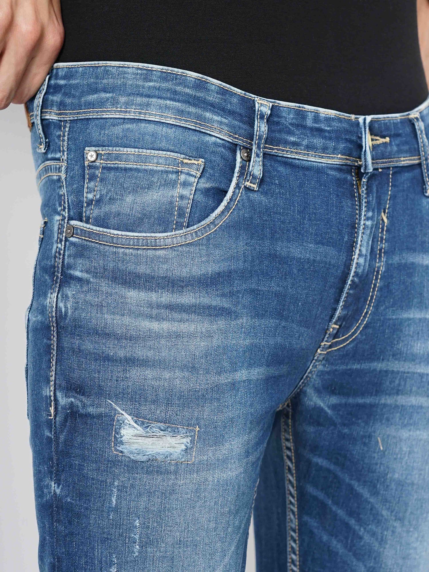 Blue Skinny Ankle Length Jeans