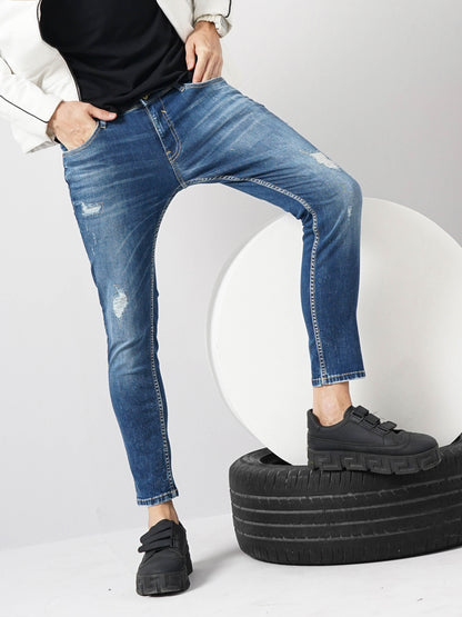 Blue Skinny Ankle Length Jeans