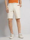 Celio* Cotton Regular Fit Off White Shorts