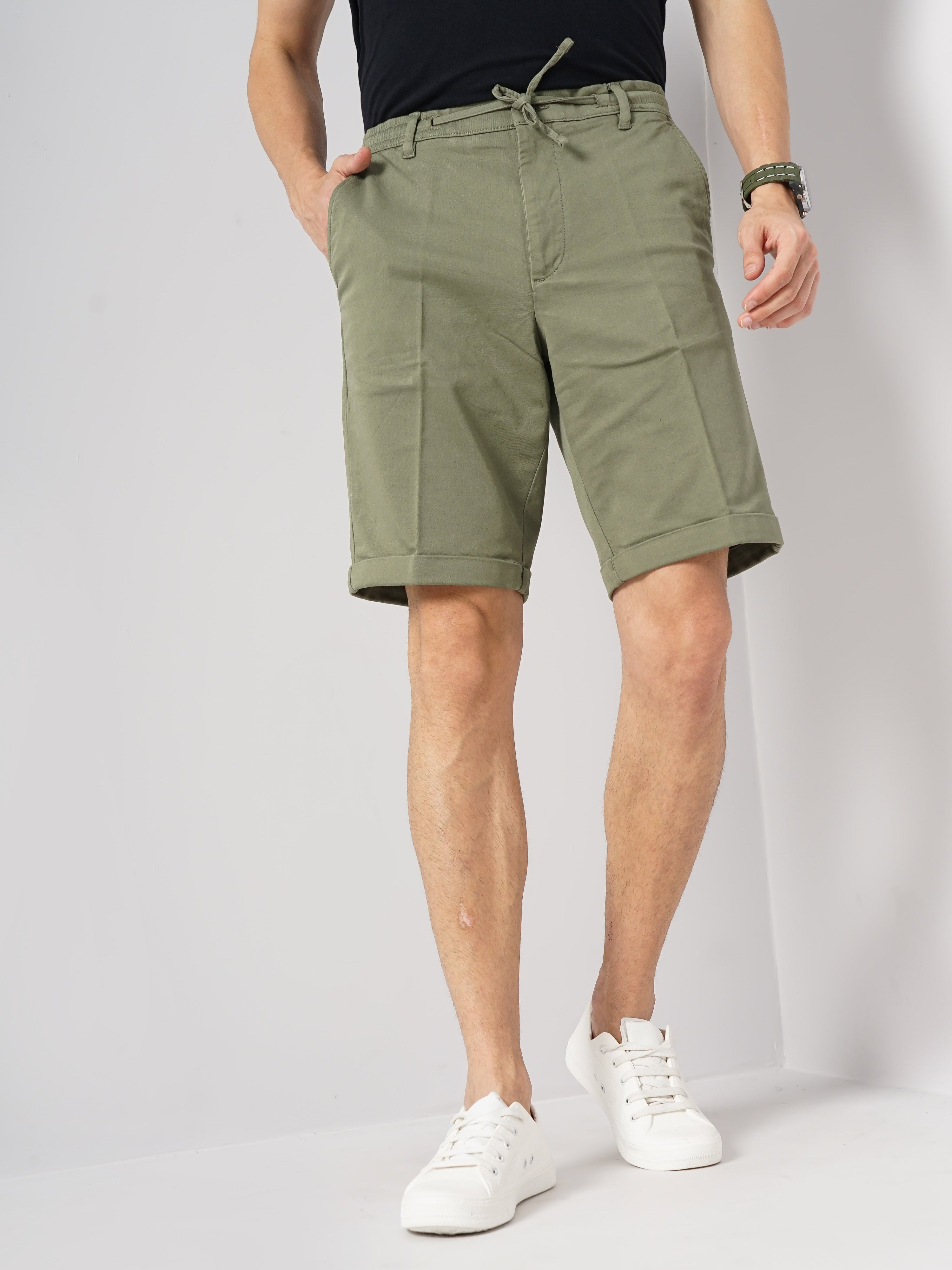 Green Regular Fit Shorts