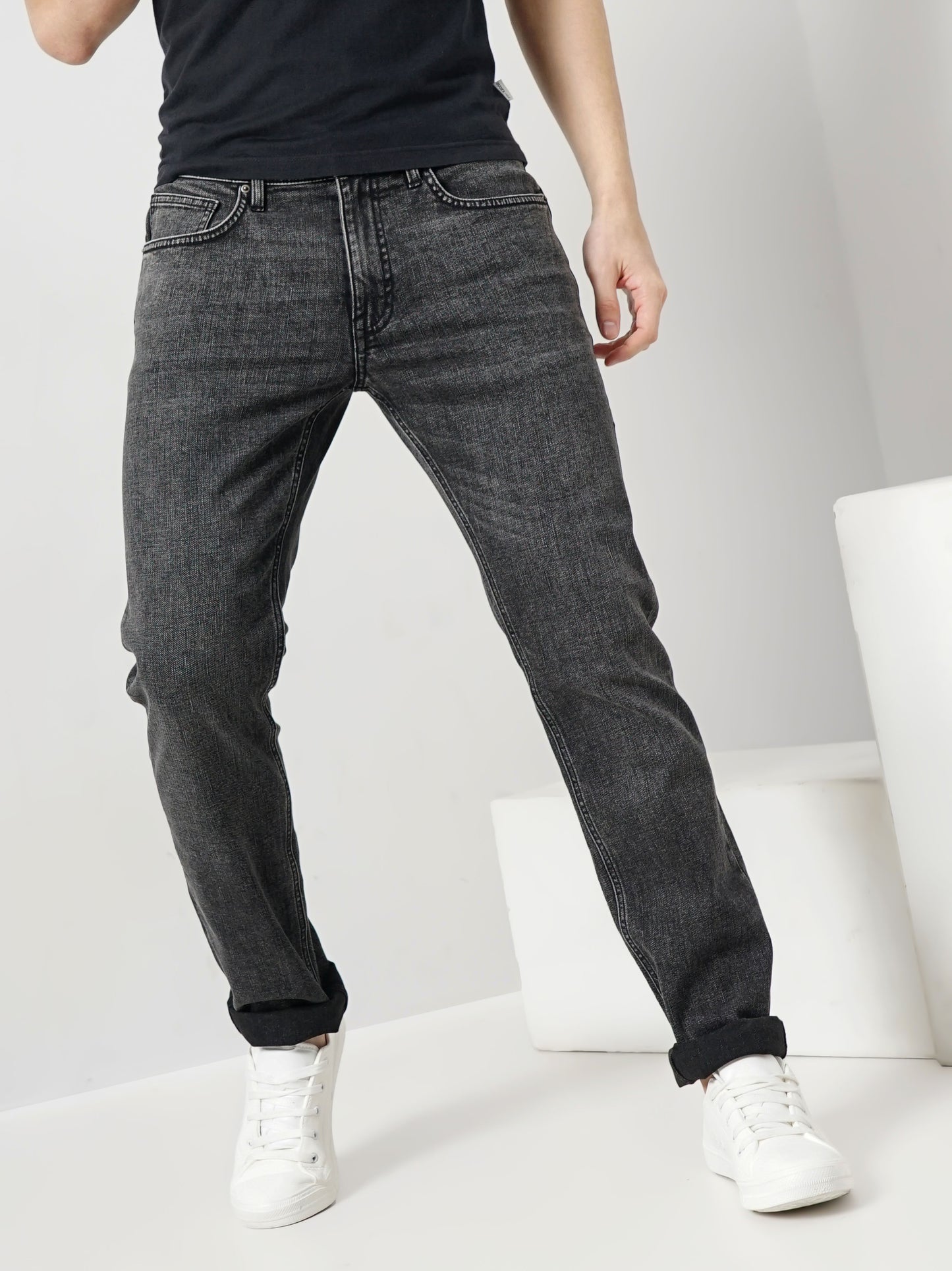 Black Straight Slim Fit Jeans