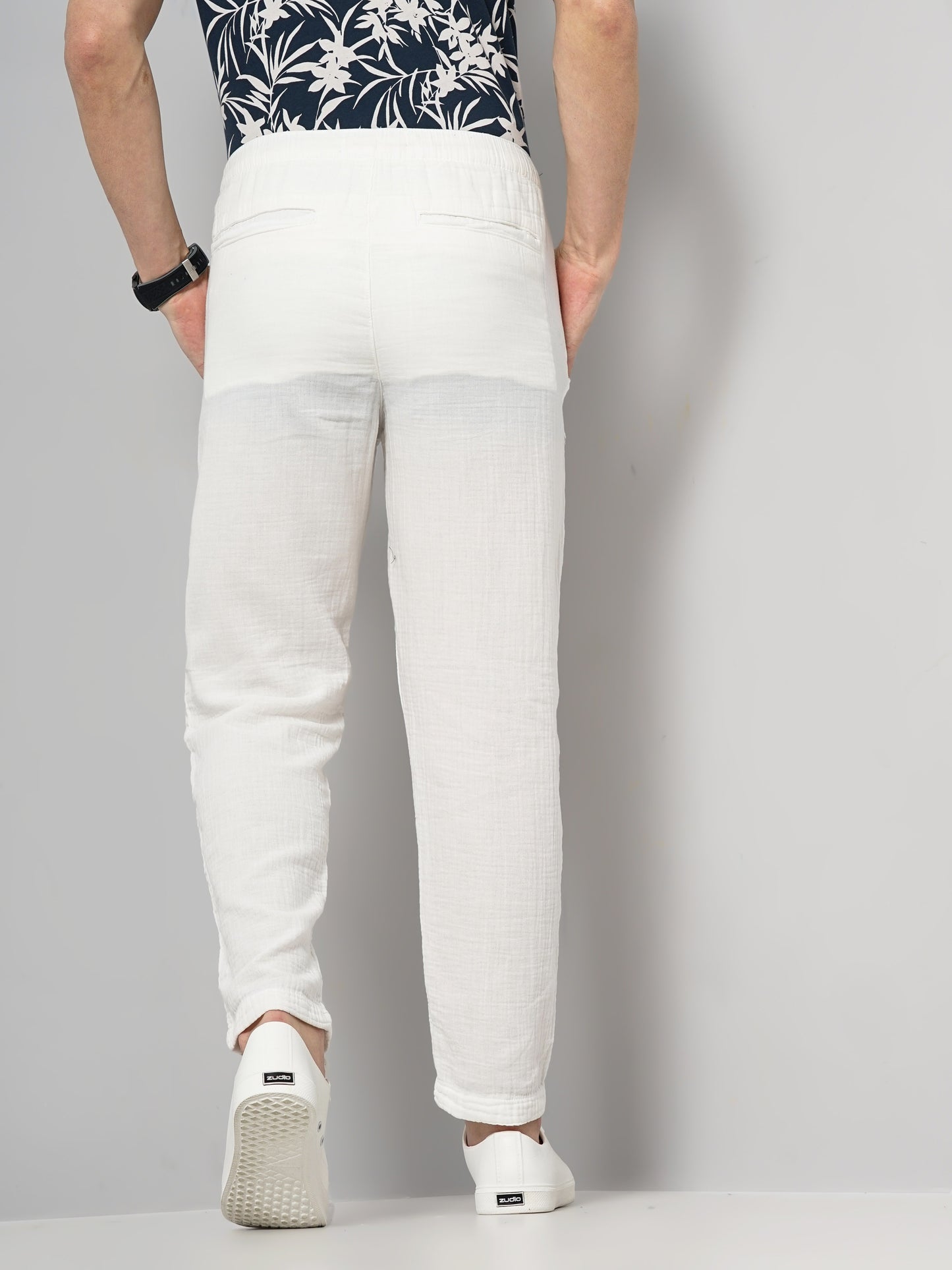 White Slim Fit Trousers