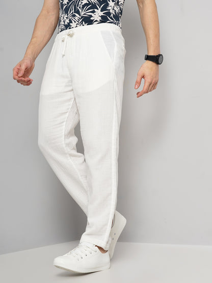 White Slim Fit Trousers